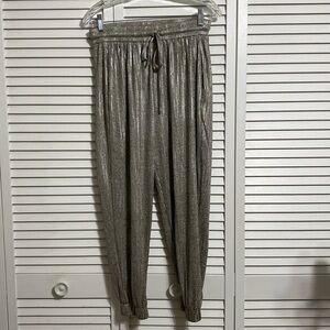 Bishop + Young Anthropologie Women's Pants Gold Shimmer Textured